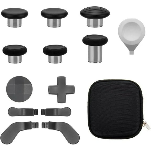 13 In 1 Metal Thumbsticks For Xbox One Elite Series 2 And Elite Series 2 Core - Gaming Controller Accessory Kit Including 6 Swap Joysticks, 4 Paddles, 2 D-Pads, 1 Tool-Black
