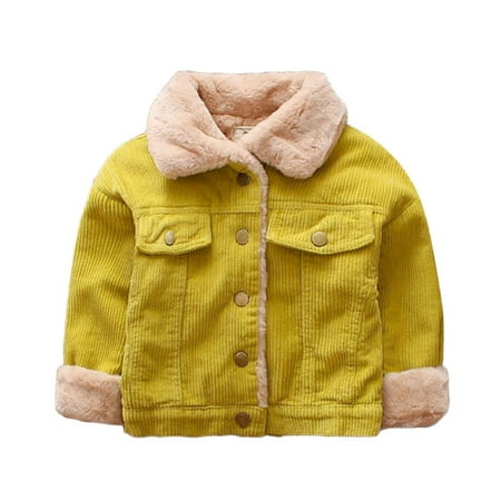 

Outerwear Gift for Girls Baby Boys Girls Corduroy Jacket Kids Toddler Sherpa Lined Top Lapel Button Down Thicked Warm Coat Winter Outerwear Save Big