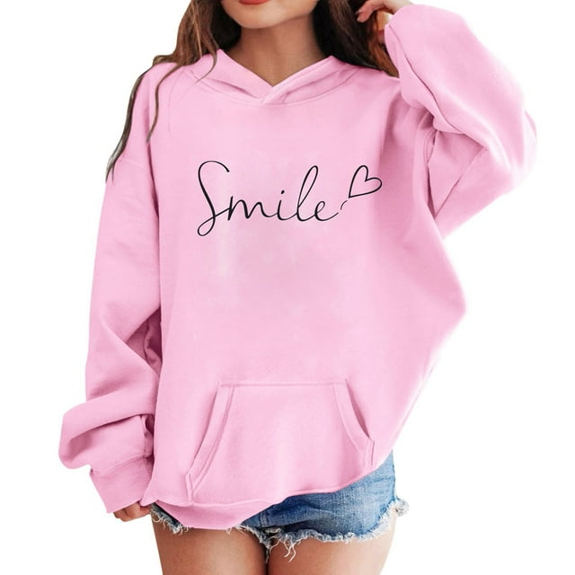 Sweat à Capuche Surdimensionné à Manches Longues pour Filles avec Poche avant pour Usage Quotidien