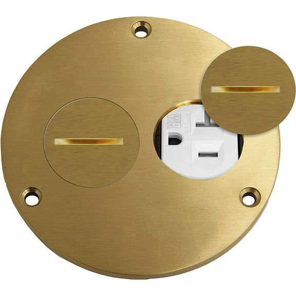 ENERLITES 975501-C Screw Cap Floor Box Cover, 4" Diameter, 20A Tamper-Weather Resistant Receptacle Outlet, Watertight Gaskets, 975501-C, UL Listed