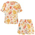 thumbnail image 3 of Delicious Pizza Burger Women's Ruffle Short Sleeve Tops And Shorts Cute Peeps Bunny Pajamas Sets, 3 of 7