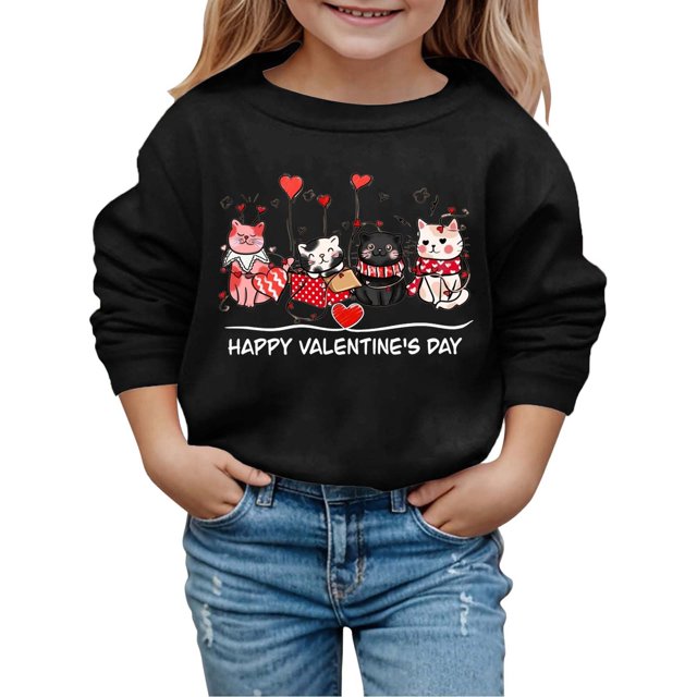 Chandail à Capuchon pour Enfants à Imprimé à la Mode pour la Saint-Valentin d'Automne et d'Hiver