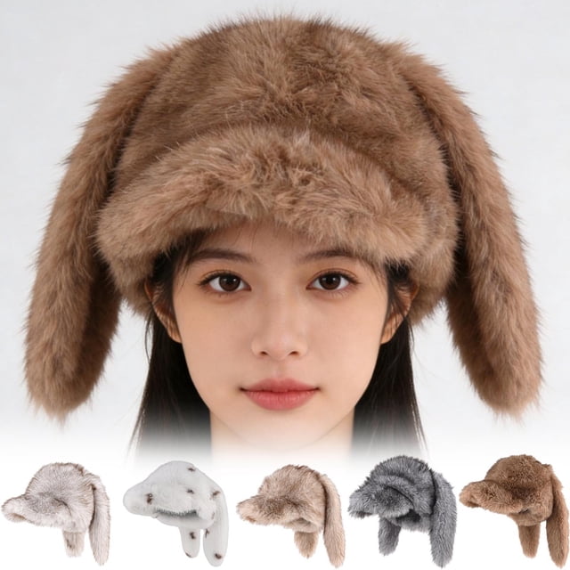 Winter Warm Ear Protection Imitation Mink Cap for Men and Women, Big Ears Design, Soft Fleece Lining, Cold Weather Hat, 1 Pc