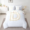 thumbnail image 2 of Feelyou Blue Initial D Letter Twin Bedding Sets 7-Piece, Modern Striped Abstract Bedding Comforter Set, Simple Fashion Style Reversible Sheet Sets, Ultra Soft Bedroom Decor, 2 of 8
