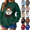 thumbnail image 4 of larppty Women Christmas Sweatshirt Crewneck Shirt Long Sleeve Xmas Santa Print Pullover Oversized Holiday Tops (Dark Gray, 3XL), 4 of 9