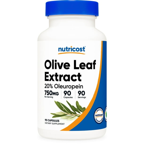 Nutricost Olive Leaf (20 Oleuropein) 750 MG, 90 Capsules NonGMO