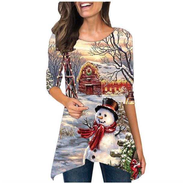 Blusa informal con estampado de manga larga y cuello redondo para mujer a la moda Fridja bvmnju2676