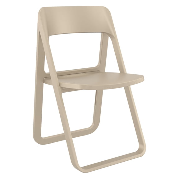 Luxury Commercial Living 32.25" Taupe Brown Solid Outdoor Resin Folding Chair