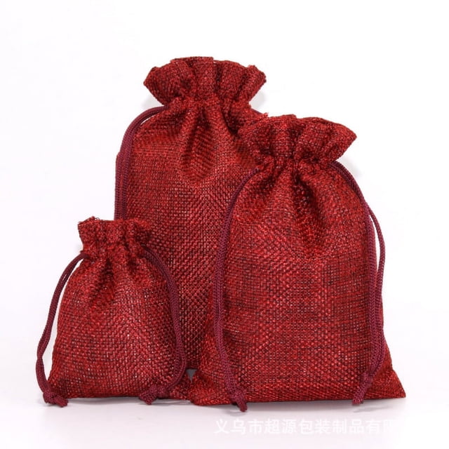 Bolsa de regalo de Navidad para guardar joyas, bolsita con cordón, bolsa de lino de imitación
