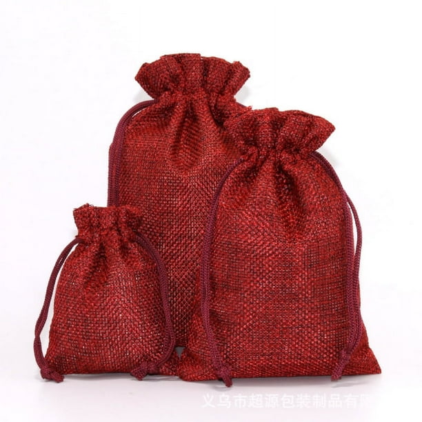 Bolsa de regalo de Navidad para guardar joyas, bolsita con cordón, bolsa de lino de imitación