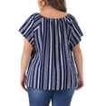 thumbnail image 4 of DARING DIVA Women's Plus Off Shoulder Boho Casual Blouse 3X Dark Blue, 4 of 6