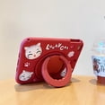 thumbnail image 4 of ELEHOLD for iPad mini 7 (A17 Pro)2024/6th Case,Cute Cartoon Soft Silicone Rotating Handle Stand Shock-Absorbent iPad Case with Pencil Holder and Shoulder Strap,Red Cat, 4 of 7