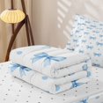 thumbnail image 5 of Manfei Blue Coquette Bowknot Zipper Queen Comforter Set with Fitted Sheet and 2 Pillowcases,Cartoon Cute Bow Zipper Bedding Set,Reversible,4-Piece, 5 of 7
