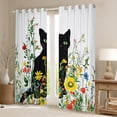 thumbnail image 2 of jejeloiu Cartoon Cat Blackout Curtains Set of 2 (52x84 Each),Colorful Flower Floral Window Curtains,Black Kitten Curtains and Drapes For Girls Kids,Luxury Bedroom Decor, 2 of 6