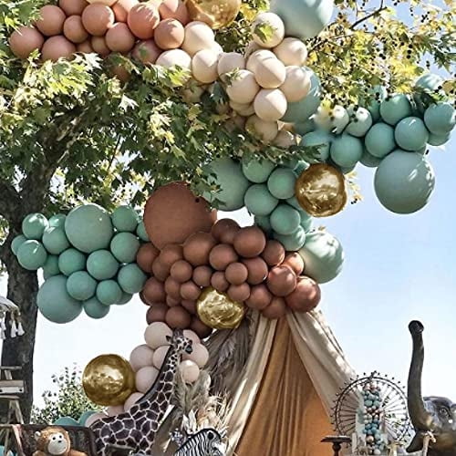 Kit de Guirnalda Globo Marrón Verde Salvia 140 Pzas, Decoraciones de Baby Shower del Bosqu Monlot Monlot