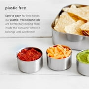 LunchBots 2.5 oz Stainless Steel Dressing Container for Condiments, Dips, Snacks, Dipping Sauce Cups with Silicone Lid, Fits in Lunch Bags and Bento Boxes - Set of 2 - Blue