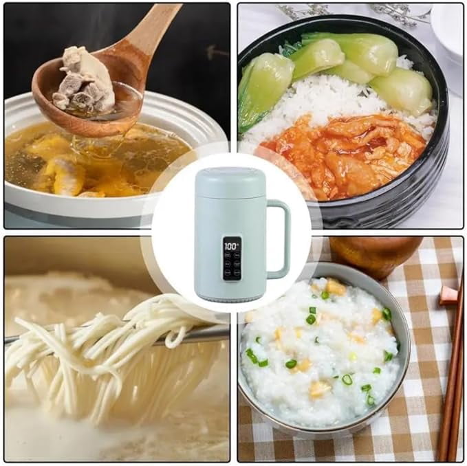 Jenmayt Portable Electric Pot for Cooking Dorm Room - 34oz Non-stick Travel Electric Kettle, Mini Hot Pot with Temperature and Time Control - Self Heating Soup/Rice/Ramen Cooker/Warmer