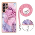 thumbnail image 6 of Case for Samsung Galaxy S23 Ultra, Adjustable Detachable Crossbody Strap Neck Strap Silicone Bumper Marble Painted TPU Ultra Thin Shockproof Protective Phone Case Cover for Galaxy S23 Ultra, Pink, 6 of 7