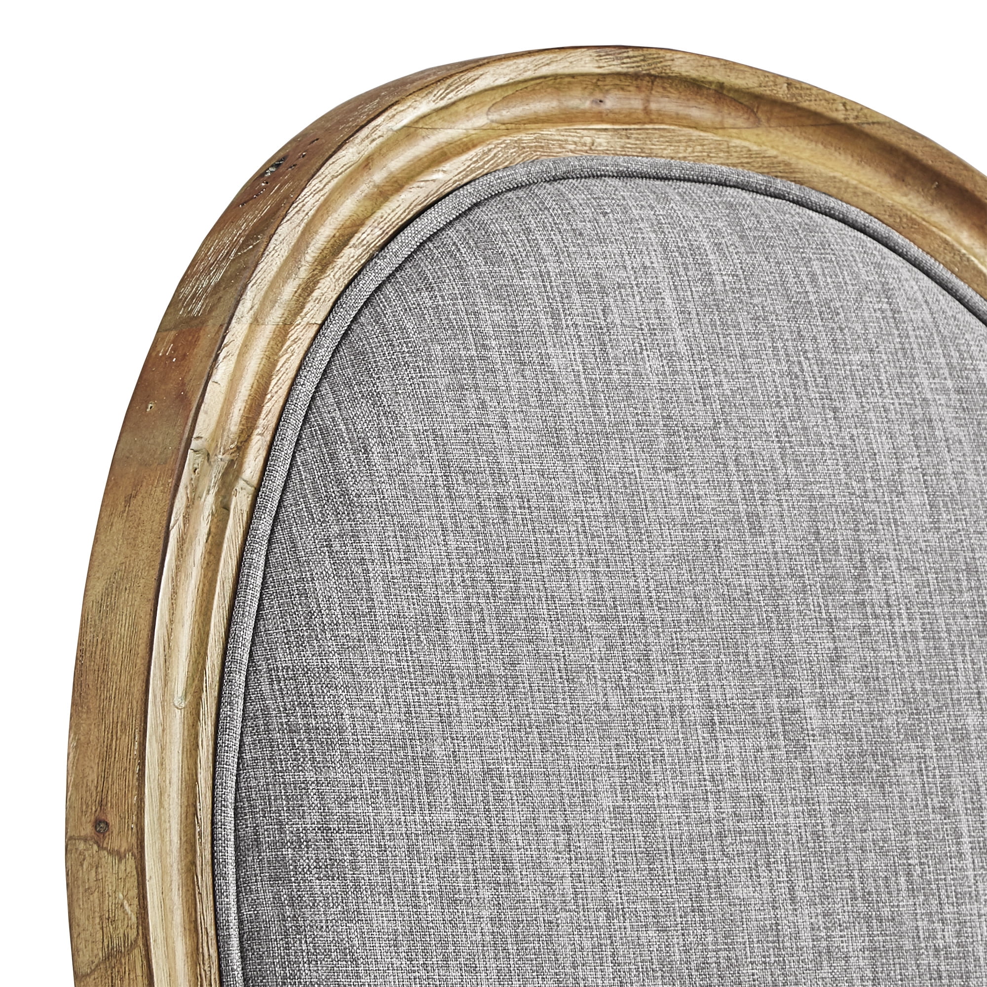 Weston Home Amadell Round Linen and Wood Dining Chairs, Set of 2, Grey Linen, Natural Finish