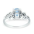 thumbnail image 3 of Leaf Style Oval Vintage Ring Simulated Aquamarine CZ 925 Sterling Silver, 3 of 5
