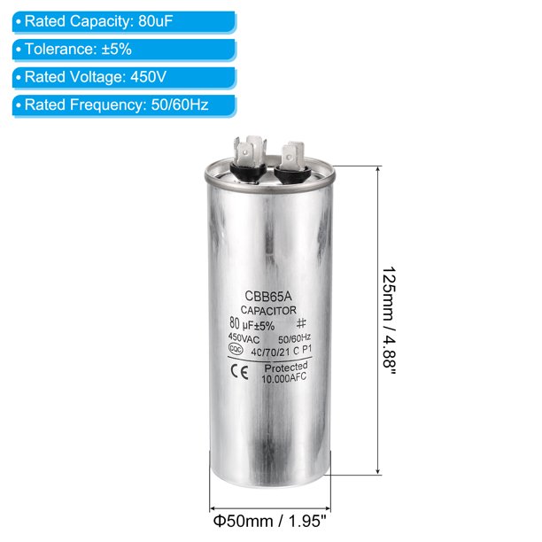 Ufixt 55uF/MFD AC Motor Start Capacitor 450v - Universal Fit For Washing Machines, Dryers, Ovens, Dishwashers