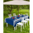 thumbnail image 4 of Outdoor Tablecloth with Umbrella Hole & Zipper, Blue Striped Rectangle Tablecloth 60x84 Inch, Farmhouse Blue White Stripes Patio Table Cover Waterproof Table Cloth for Picnic/Party, 4 of 6