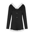 thumbnail image 4 of hotojiny Women's Cute Romper Christmas Fleece Onesie Pajamas Button One-Piece Pjs Jumpsuit Fuzzy Trim Sleepwear Playsuit Housecoat, 4 of 5