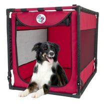 SP Large Folding Dog Kennel, Large, Red, Polyester, Plastic