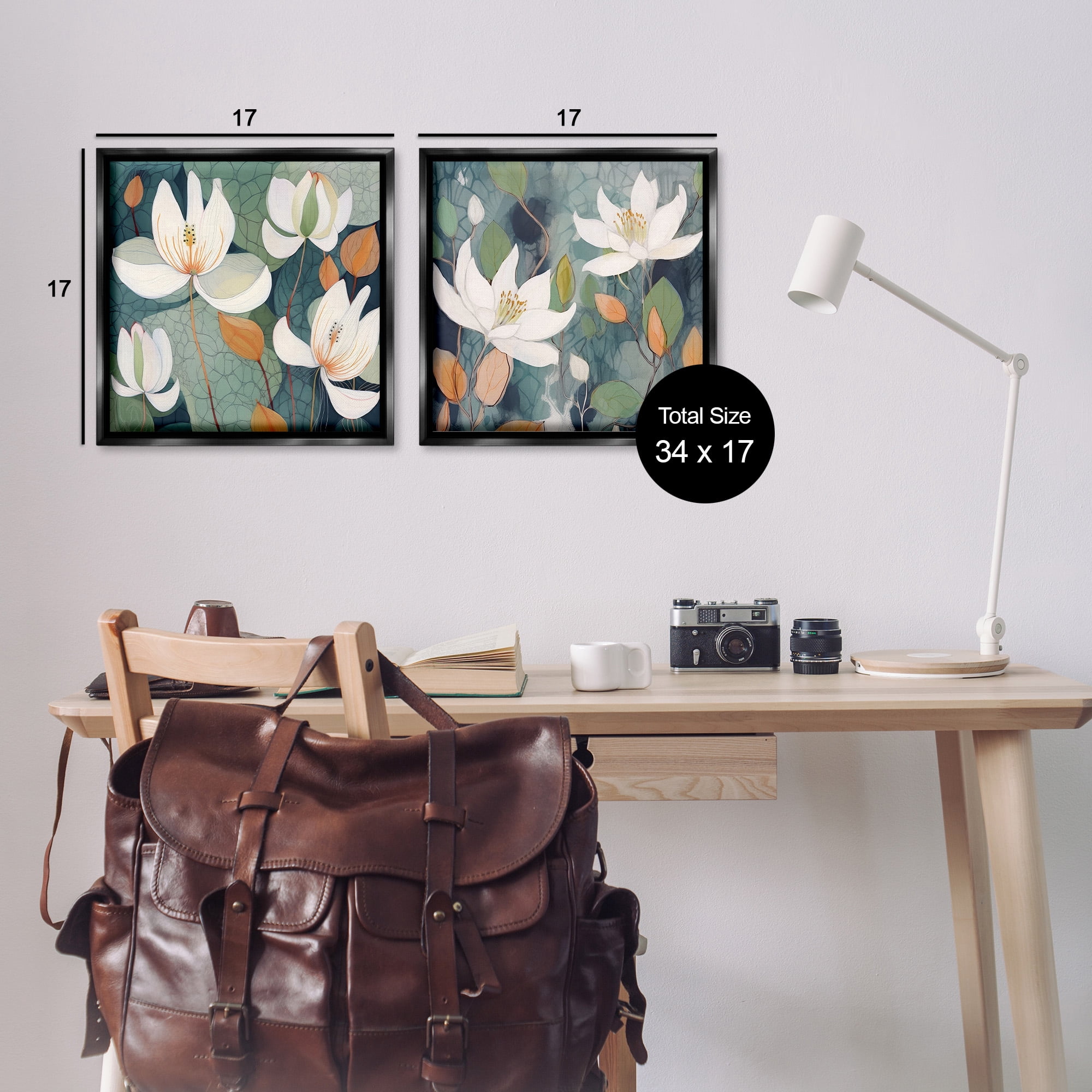 Stupell Industries Patterned Iris Blooms Botanical & Floral Painting Black Floater Framed Canvas Art Print Wall Art, 18 x 18, Set of 2