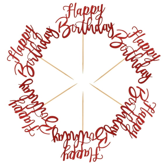 CTIRCHIU 6Pcs Birthday Cake Inserts Red Paper Cake Decoration For Festive Parties And Special Occasions