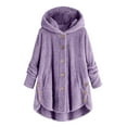 thumbnail image 2 of BVOFAR Thick Winter Coats for Women Casual Cute Sherpa Coat Fuzzy Fleece Warm Jackets Button Down Long Sleeve Hooded Jacket Plus Size Loose Home Coats with Pockets, 2 of 7