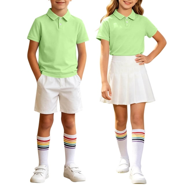 Odeerbi Niñas 3 Piezas Preppy Vestido Tenis Camisa de Golf y Falda Plisada Con Set de Uniforme de La Escuela de Las Medias