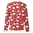 thumbnail image 4 of Valentines Day Scrub Jackets Women Plus Size Casual Long Sleeve Cute Love Heart Printed Scrub Tops Loose Button Snap Front Scrubs Medical Nurse Workwear Nursing Uniform with Pockets Watermelon Red M, 4 of 5