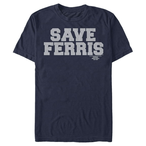 Men's Ferris Bueller's Day Off Save Your Hero Graphic Tee Navy Blue Small