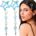 thumbnail image 1 of Pndeyo 2 pinzas para el pelo con borlas de estrella para mujer, antideslizantes, años 2000, Y2K, pasadores para el pelo, lindo colgante con cuentas de estrella, accesorios para trenzas, pelo largo, co, 1 of 3