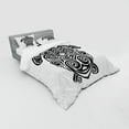 thumbnail image 3 of Ambesonne Black and White Bedding Set 3 Pcs, Maori Turtle, Twin XL, Black and White, 3 of 3