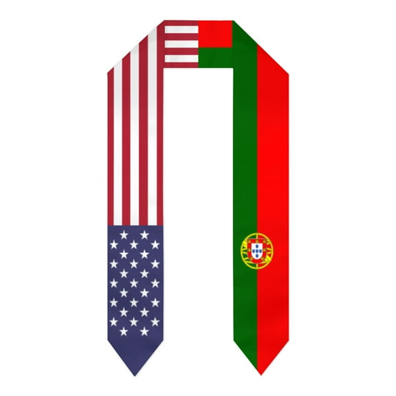 Portugal & USA United States Flag Shawl Sash Stole Graduation Shawls Wraps Scraf For International Study