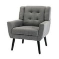 thumbnail image 4 of Single Chair Modern Soft Linen Material Ergonomics Accent Chair , Living Room Chair, Bedroom Chair with Black Legs, for Indoor Home,Light Gray, 4 of 7
