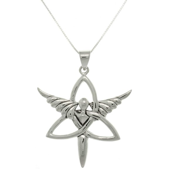 Jewelry Trends Sterling Silver Trinity Angel Celtic Knot Pendant Necklace 18"