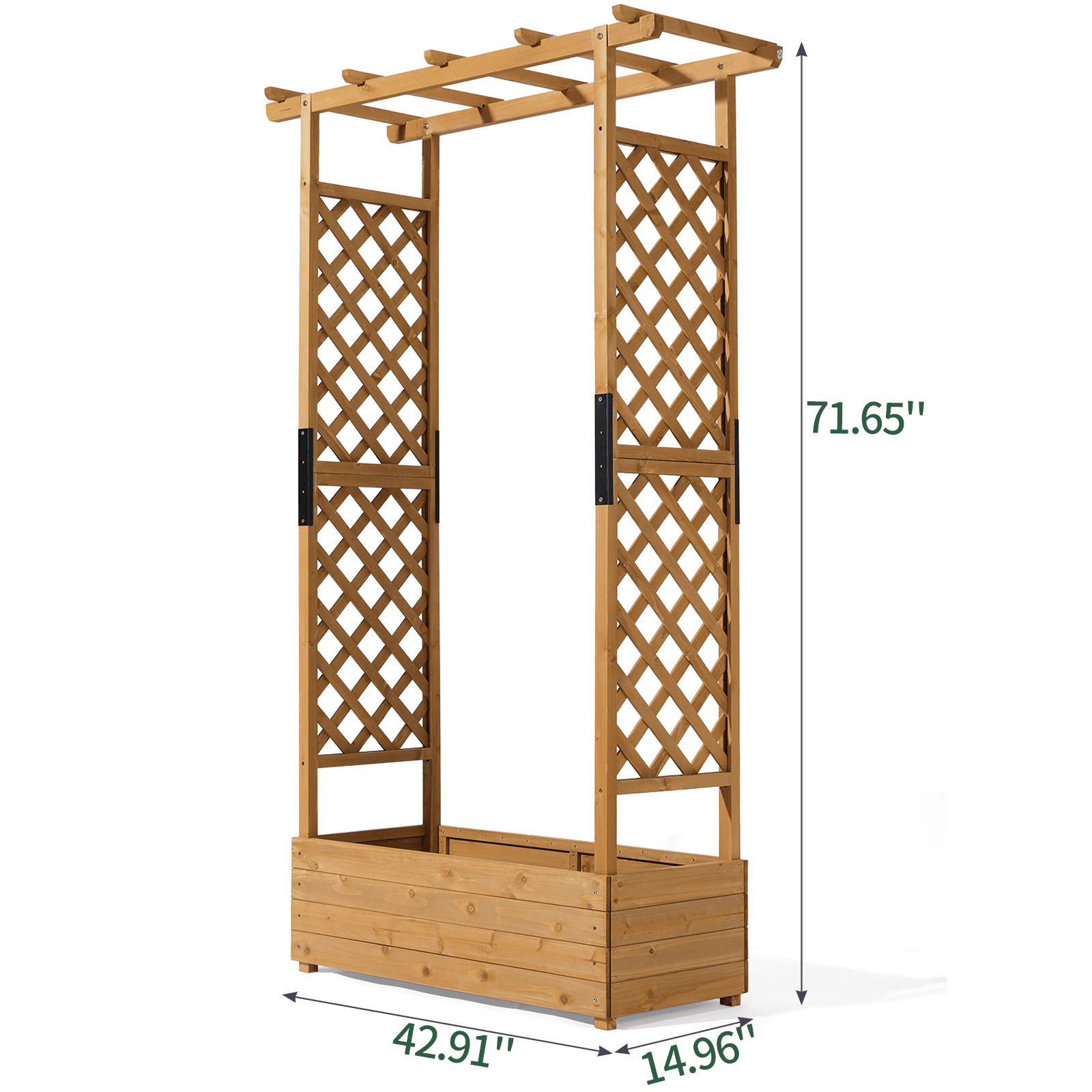 Raised Garden Bed 42.9×17.3×71.7 in, Vertical Planter with 2 Side Trellises & Hanging Top, Drainage Holes for Outdoor Patio Balcony Garden