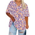 thumbnail image 1 of Hauts d'Été Grande Taille pour Femmes Rondes Manches Courtes T-Shirt Décontracté Mignon Ample Tendance pour Sortir T-Shirts Violets, TG, 1 of 5