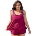 thumbnail image 1 of Charmo Plus Size Blouson Tankini Swimsuits for Womes 2 Piece Tummy Control Bathing Suits Side Tie Swimwears, 1 of 6