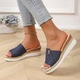 thumbnail image 6 of CYMMPU Women's Open Toe Espadrille Wedge Slide Sandals Slip On Casual Shoes with Decorative Strap for Summer Everyday Wear Blue 39, 6 of 7
