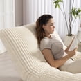 thumbnail image 6 of 43" Oversized Accent Chair, Paproos Comfy Reading Chair, Cloud Lounge Accent Chair Bean Bag Chair for Adults, Corduroy Upholstered Lazy Sofa for Living Room Bedroom, White, 6 of 14