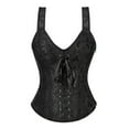 thumbnail image 2 of Aboser Women's Jacquard Shoulder Straps Corset Tops Lace Up Overbust Bustier Renaissance Court Push Up Crop Tops Waist Cincher, 2 of 3