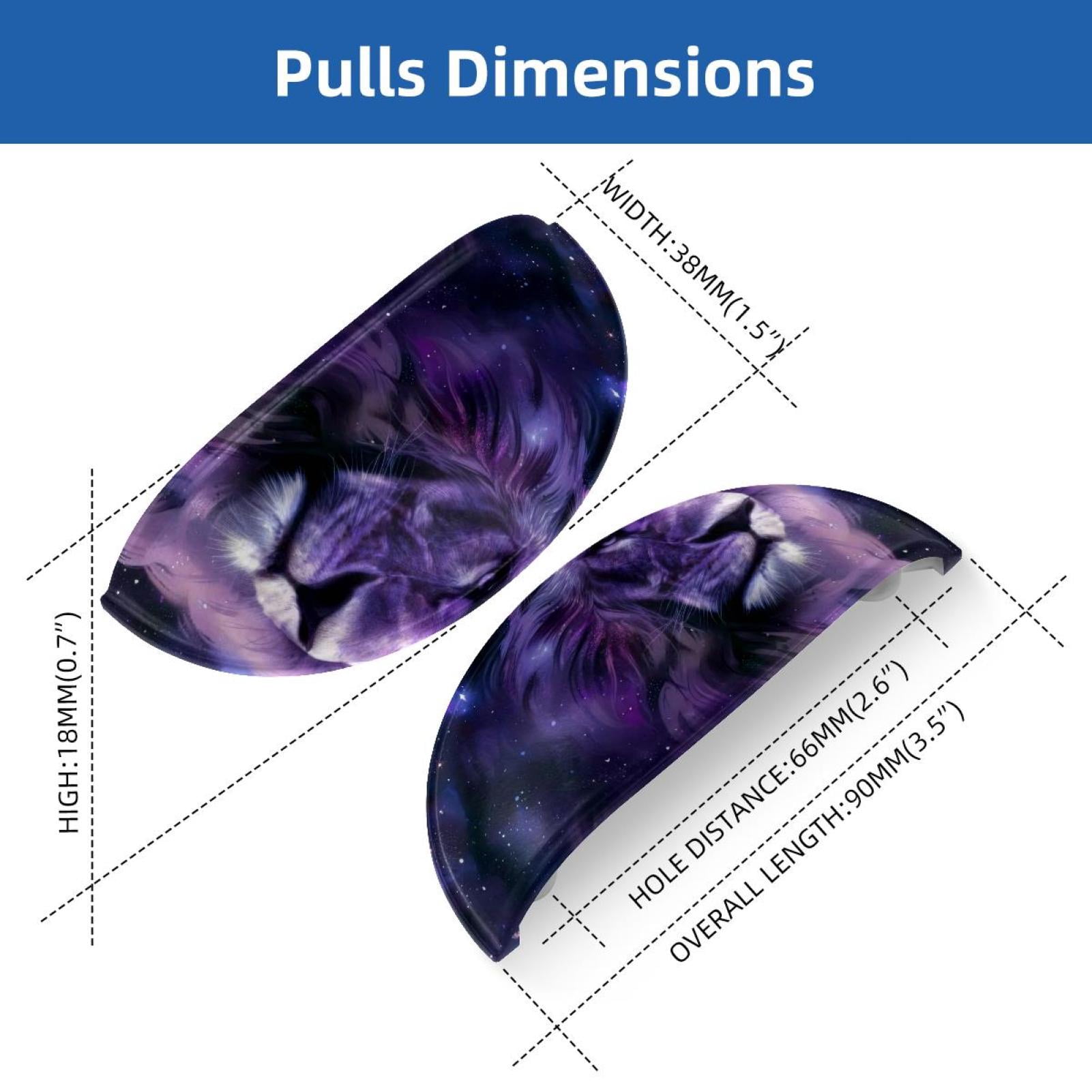 PhooArto 6 Pcs Cup Drawer Pulls, Purple Galaxy Lion Head Shell Shape Handles Cabinet Knobs for Dresser Cupboard Closet Wardrobe with Screws