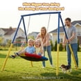 thumbnail image 7 of Kdymod 440lbs 40" Saucer Swing with Frame for Kids Outdoor, Heavy Duty Metal Swing Set with Adjustable Ropes & Ground Anchors, A-Frame Backyard Playset for Playground, Toddlers Ages 3+, Blue, 7 of 7
