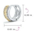 thumbnail image 4 of Bling Jewelry Womens Two Tone Greek Key CZ Hoop Earrings Men 14K Gold Plated, 4 of 5