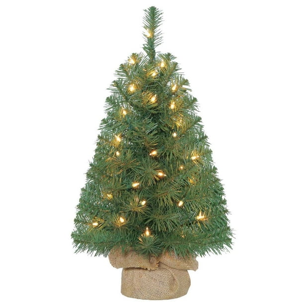 Holiday Time 2Ft Pre-Lit Noble Fir Green Artificial Christmas Tree With 35 Clear Lights - Green - Walmart.com