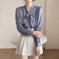 thumbnail image 4 of Summer Tops, Women'S Tops, Elegant Women's Blouse Satin Silk Button Down Long Sleeve Casual Work Shirt for and Everyday Wear, 4 of 7